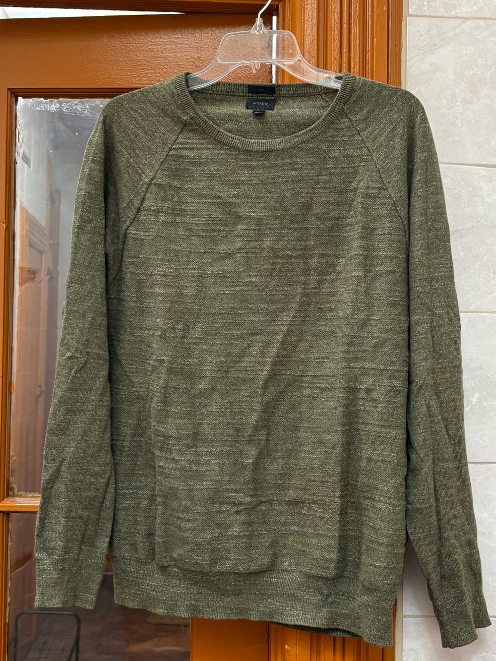 J.Crew Olive Heather Crewneck Lightweight Sweater Large